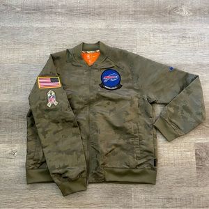 NFL Buffalo Bills Nike Camo Jacket Bomber womens sz Large AT7863-222 green NWOT